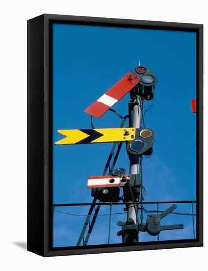 Home and Distant Signals (Gwr) on Gantry, Newton Abbot, Devon, England, United Kingdom-Ian Griffiths-Framed Stretched Canvas