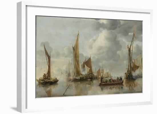 Home Fleet Saluting the State Barge-Jan Van De Cappelle-Framed Art Print