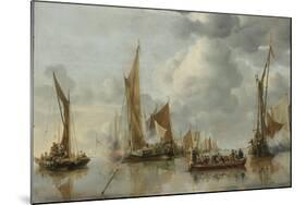 Home Fleet Saluting the State Barge-Jan Van De Cappelle-Mounted Art Print