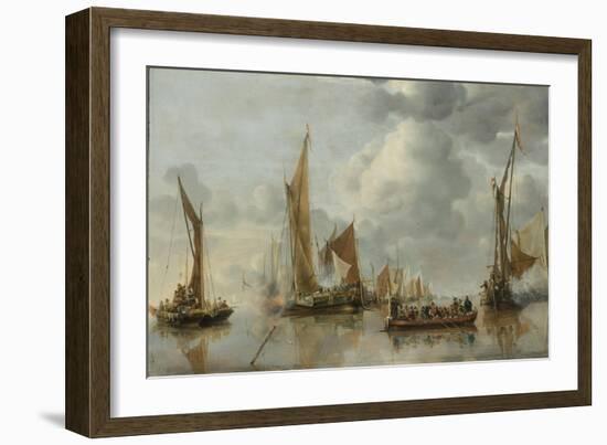 Home Fleet Saluting the State Barge-Jan Van De Cappelle-Framed Art Print