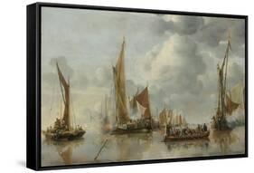 Home Fleet Saluting the State Barge-Jan Van De Cappelle-Framed Stretched Canvas