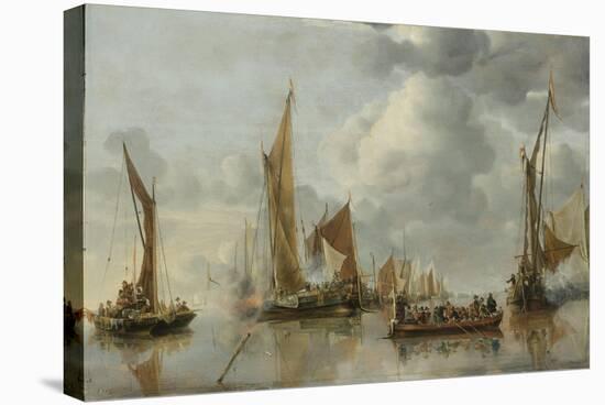 Home Fleet Saluting the State Barge-Jan Van De Cappelle-Stretched Canvas