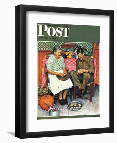 "Home for Thanksgiving" Saturday Evening Post Cover, November 24,1945-Norman Rockwell-Framed Giclee Print