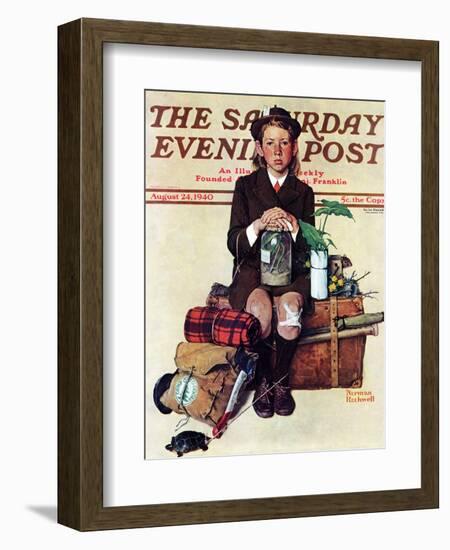 "Home from Camp" Saturday Evening Post Cover, August 24,1940-Norman Rockwell-Framed Giclee Print