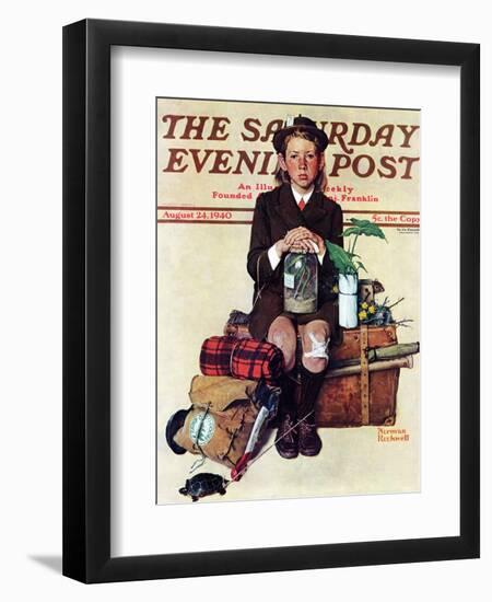 "Home from Camp" Saturday Evening Post Cover, August 24,1940-Norman Rockwell-Framed Giclee Print