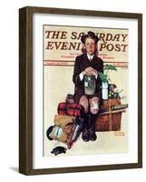 "Home from Camp" Saturday Evening Post Cover, August 24,1940-Norman Rockwell-Framed Giclee Print