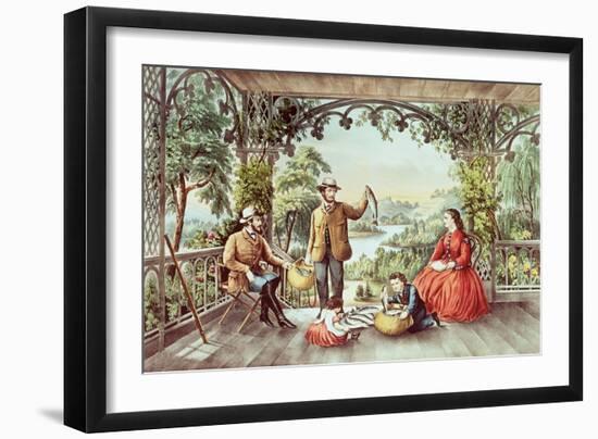 Home from the Brook, the Lucky Fishermen-Currier & Ives-Framed Giclee Print