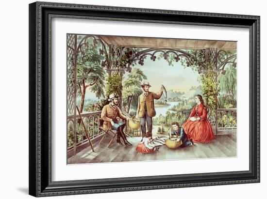 Home from the Brook, the Lucky Fishermen-Currier & Ives-Framed Giclee Print