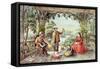 Home from the Brook, the Lucky Fishermen-Currier & Ives-Framed Stretched Canvas