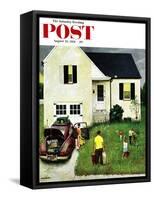 "Home from Vacation" Saturday Evening Post Cover, August 23, 1952-John Falter-Framed Stretched Canvas