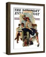 "Home from Vacation" Saturday Evening Post Cover, September 13,1930-Norman Rockwell-Framed Giclee Print