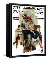 "Home from Vacation" Saturday Evening Post Cover, September 13,1930-Norman Rockwell-Framed Stretched Canvas