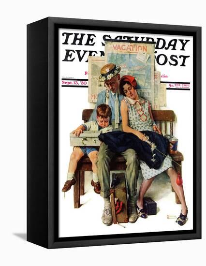 "Home from Vacation" Saturday Evening Post Cover, September 13,1930-Norman Rockwell-Framed Stretched Canvas