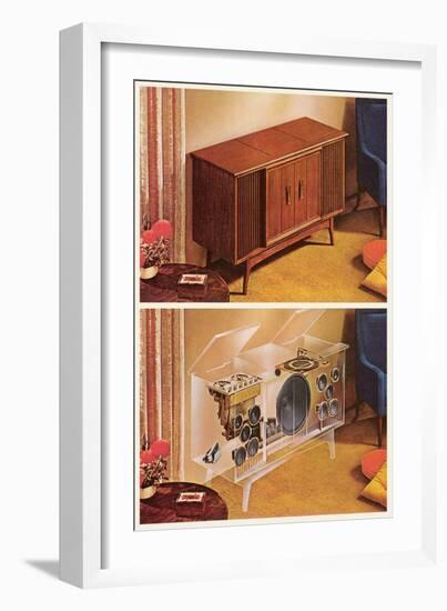 Home Hi-Fi System with Interior Workings-null-Framed Art Print