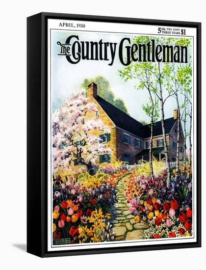 "Home in Springtime," Country Gentleman Cover, April 1, 1930-Nelson Grofe-Framed Stretched Canvas