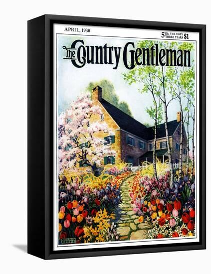 "Home in Springtime," Country Gentleman Cover, April 1, 1930-Nelson Grofe-Framed Stretched Canvas