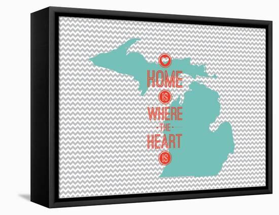 Home Is Where The Heart Is - Michigan-null-Framed Stretched Canvas