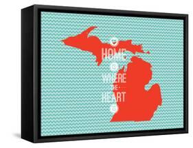 Home Is Where The Heart Is - Michigan-null-Framed Stretched Canvas