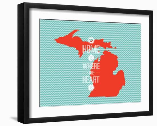 Home Is Where The Heart Is - Michigan-null-Framed Art Print