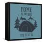 Home is Where the Tent is Hand-Drawn Camping Design-wild0wild-Framed Stretched Canvas