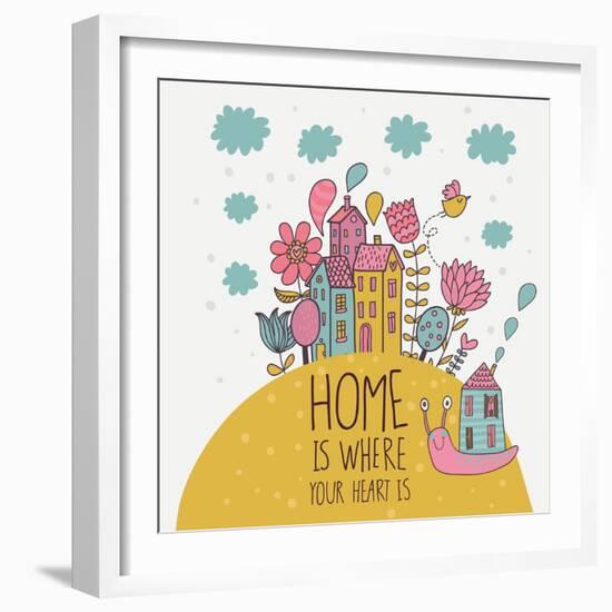 Home is Where You Heart Is-smilewithjul-Framed Art Print