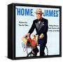 "Home, James" Retro Whiskey Advertisement, Gentleman on Bicycle-Piddix-Framed Stretched Canvas