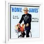 "Home, James" Retro Whiskey Advertisement, Gentleman on Bicycle-Piddix-Framed Art Print