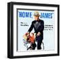 "Home, James" Retro Whiskey Advertisement, Gentleman on Bicycle-Piddix-Framed Art Print