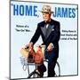 "Home, James" Retro Whiskey Advertisement, Gentleman on Bicycle-Piddix-Mounted Art Print