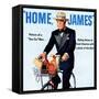 "Home, James" Retro Whiskey Advertisement, Gentleman on Bicycle-Piddix-Framed Stretched Canvas