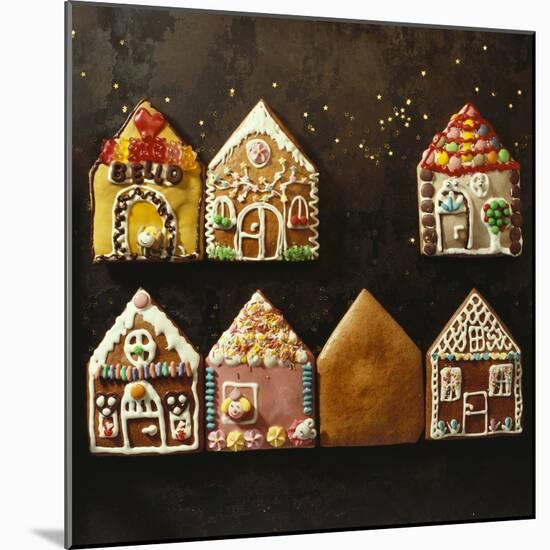 Home-Made Gingerbread in the Shape of Small Houses-null-Mounted Photographic Print