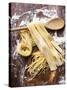 Home-Made Pasta with Wooden Spoon-null-Stretched Canvas