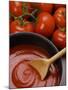 Home-Made Tomato Sauce in Pan and Fresh Tomatoes-Gustavo Andrade-Mounted Photographic Print