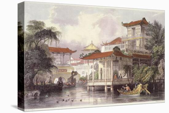 Home of a Chinese Merchant Near Canton-Thomas Allom-Stretched Canvas