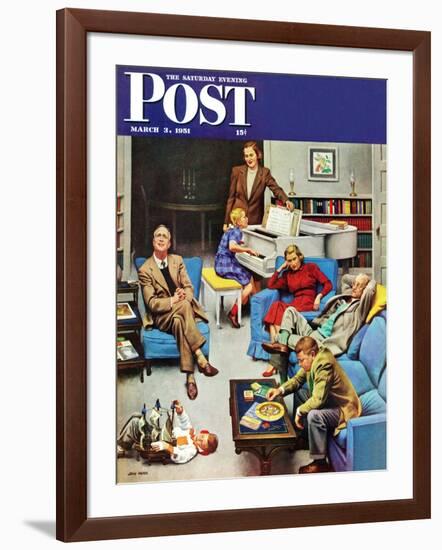 "Home Recital" Saturday Evening Post Cover, March 3, 1951-John Falter-Framed Giclee Print