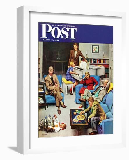 "Home Recital" Saturday Evening Post Cover, March 3, 1951-John Falter-Framed Giclee Print