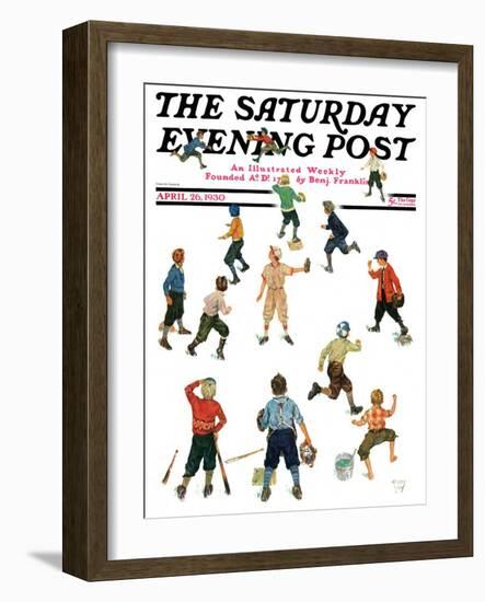 "Home Run," Saturday Evening Post Cover, April 26, 1930-Eugene Iverd-Framed Giclee Print