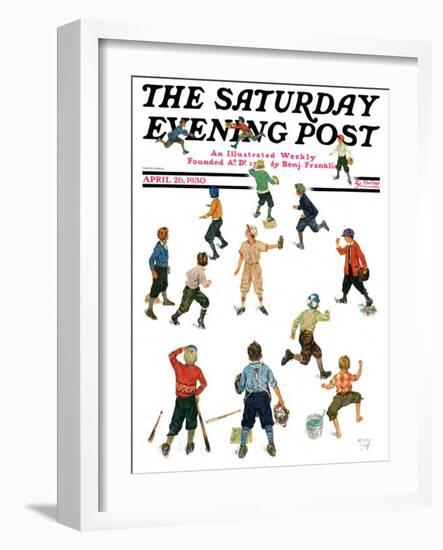 "Home Run," Saturday Evening Post Cover, April 26, 1930-Eugene Iverd-Framed Giclee Print