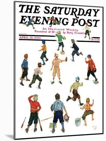 "Home Run," Saturday Evening Post Cover, April 26, 1930-Eugene Iverd-Mounted Giclee Print