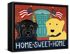 Home Sweet Home Black Yellow-Stephen Huneck-Framed Stretched Canvas