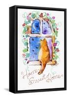 Home Sweet Home Cat in Window-sylvia pimental-Framed Stretched Canvas