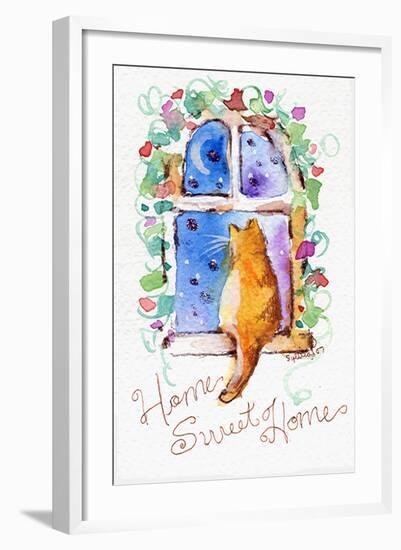 Home Sweet Home Cat in Window-sylvia pimental-Framed Art Print