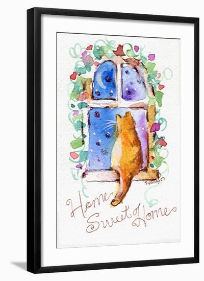 Home Sweet Home Cat in Window-sylvia pimental-Framed Art Print