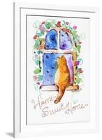 Home Sweet Home Cat in Window-sylvia pimental-Framed Art Print