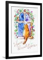 Home Sweet Home Cat in Window-sylvia pimental-Framed Art Print