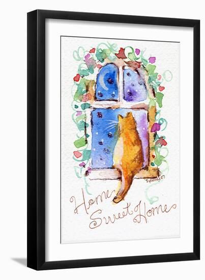 Home Sweet Home Cat in Window-sylvia pimental-Framed Art Print