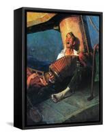 Home Sweet Home (or Man on ship with Accordion)-Norman Rockwell-Framed Stretched Canvas