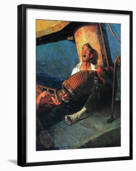 Home Sweet Home (or Man on ship with Accordion)-Norman Rockwell-Framed Giclee Print