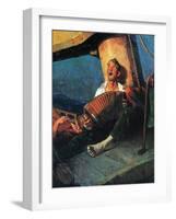 Home Sweet Home (or Man on ship with Accordion)-Norman Rockwell-Framed Giclee Print