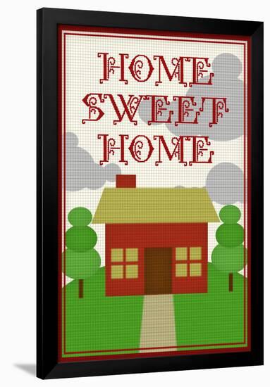 Home Sweet Home Retro Faux Cross-stitch Poster-null-Framed Poster